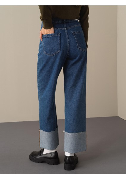 %100 Pamuk Oversize Denim Pantolon