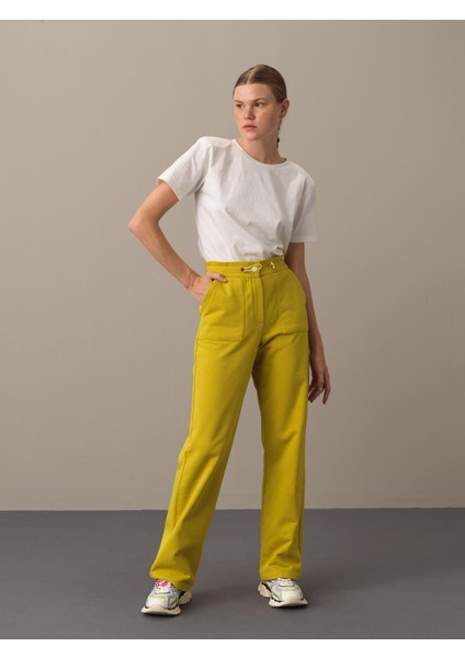 Kadın Sarı Oversize Sweat Pantolon