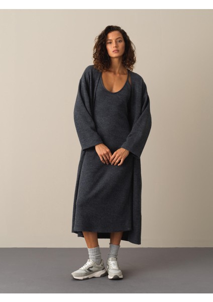 Kadın Antrasit Oversize Uzun Hırka fiyatları