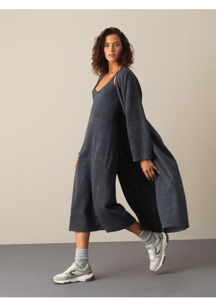 Kadın Antrasit Oversize Uzun Hırka modelleri