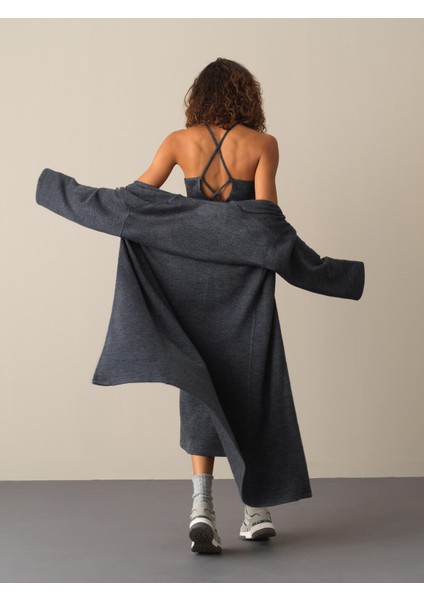 Kadın Antrasit Oversize Uzun Hırka fırsatları