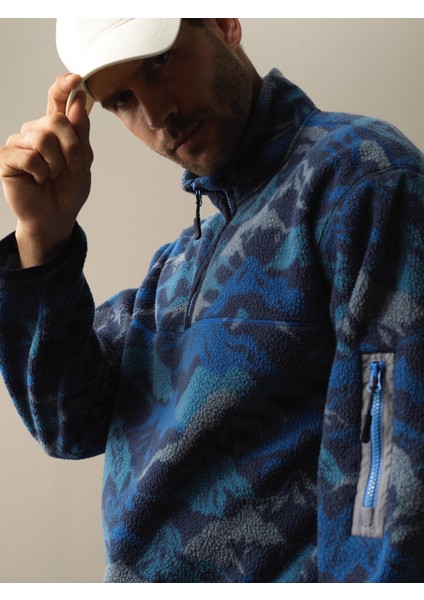 Erkek Lacivert Oversize Polar Sweatshirt modelleri