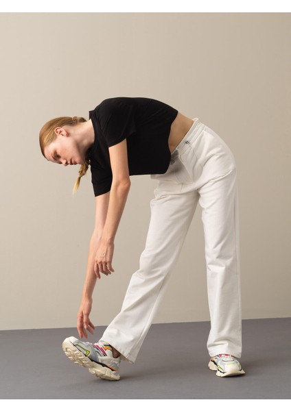 Kadın Beyaz Oversize Sweat Pantolon