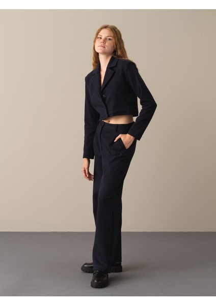 Kadın Lacivert Pamuklu Regular Fit Ceket