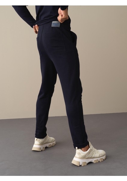 %100 Pamuk Beli Lastikli Regular Fit Jogger Pantolon