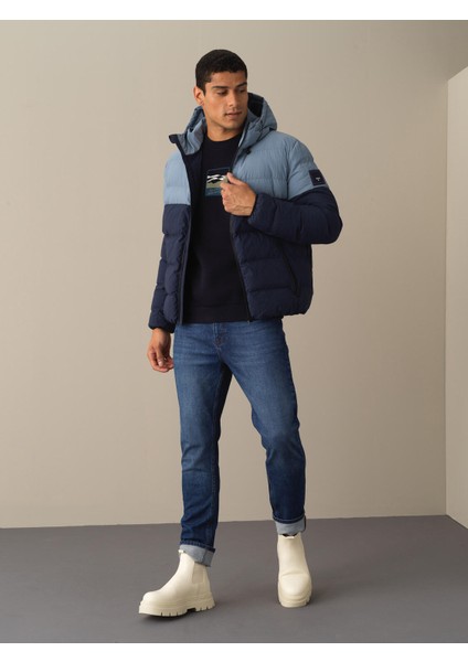Erkek Lacivert Regular Fit Şişme Mont