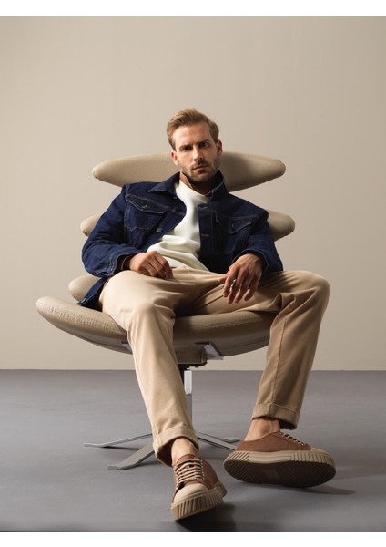 Erkek Lacivert Regular Fit Denim Ceket