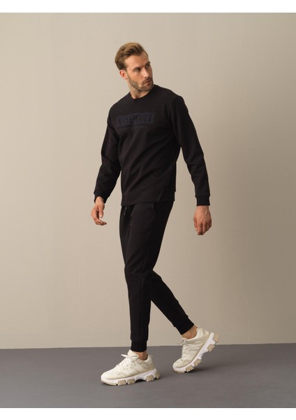 Siyah Pamuklu Jogger Pantolon