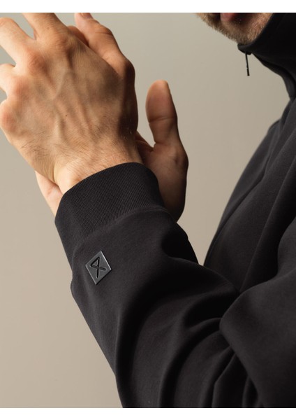 Erkek Siyah Regular Fit Sweatmont modelleri