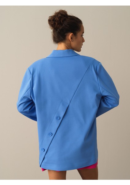 Kadın Mavi Pamuklu Oversize Blazer Ceket fırsatları
