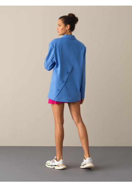 Kadın Mavi Pamuklu Oversize Blazer Ceket indirimleri