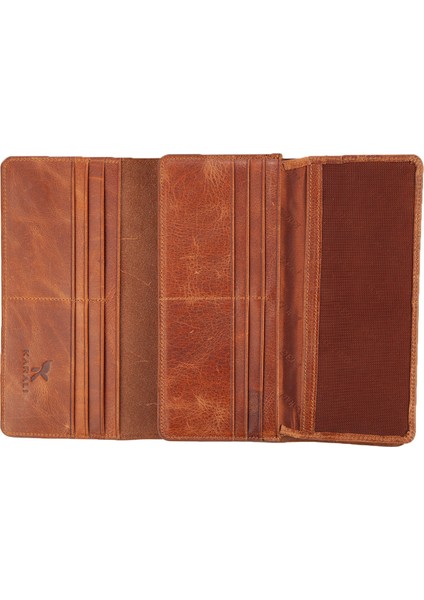 Karali Deri Deri Unisex Portföy Cüzdanı Crazy Taba BC406-03