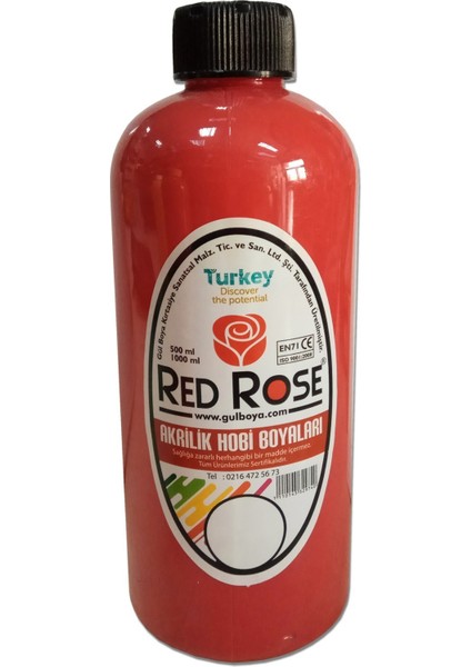 Akrilik Hobi Boyası Quilling Redrose 10 Renk Seçenekli 500 ml Şişede