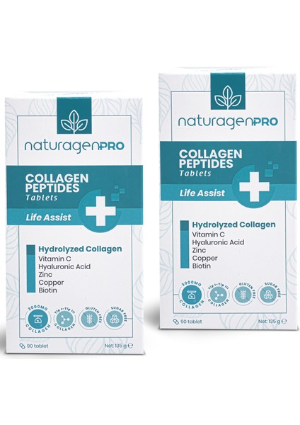 Pro  2X90 Tablet Hidrolize Collagen(Tip-1&Tip-3 Hyaluronic Acid,Vitamin C,Biotin,Çinko,Bakır)