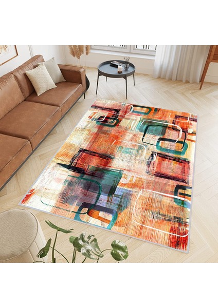 Dijital Baskı Yıkanabilir Kaymaz Taban Salon Halısı RVG0397