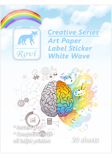 Creative Sanatsal Etiket - Dalgalı Beyaz - 20 Yaprak - A4