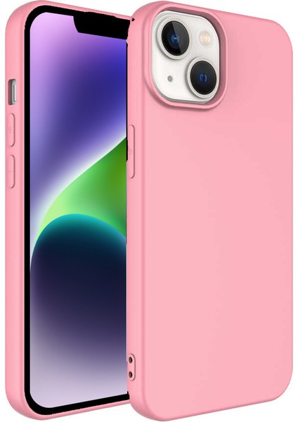 Apple iPhone 14 Kapak Içi Kadife Lansman Lux Silikon Kılıf - Pembe