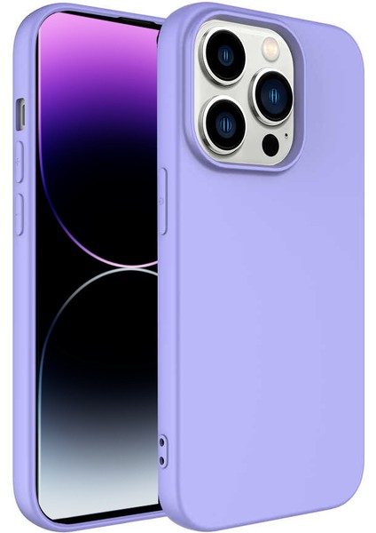 Apple iPhone 14 Pro Max Kapak Içi Kadife Lansman Lux Silikon Kılıf - Lila