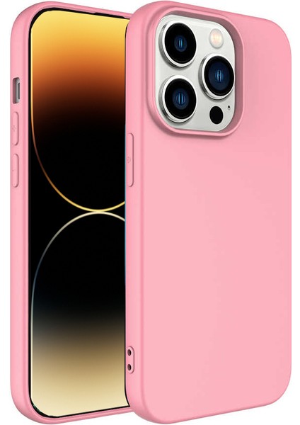 Caseworld Apple iPhone 14 Pro Kapak Içi Kadife Lansman Lux Silikon Kılıf - Pembe
