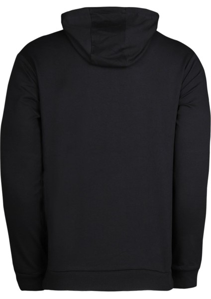 Basic Erkek Siyah Kapüşonlu Sweatshirt