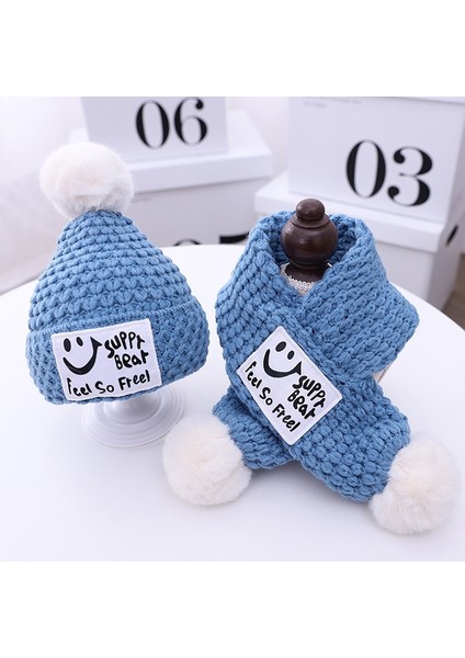 Çocuk Örme Şapka - Mavi (Yurt Dışından)