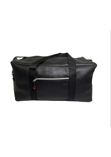 Nfystyle Orta Boy Unisex El ve Omuz Askılı Seyahat Valizi-Çantası Siyah Deri
