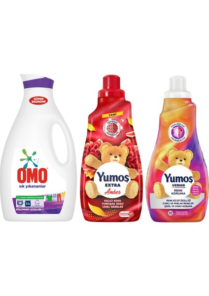 Omo Sıvı Deterjan Sık Yıkananlar 2470MLX1+YUMOŞ Amber 1440MLX1 +Yumoş Uzman Yumuşatıcısı 1200MLX1