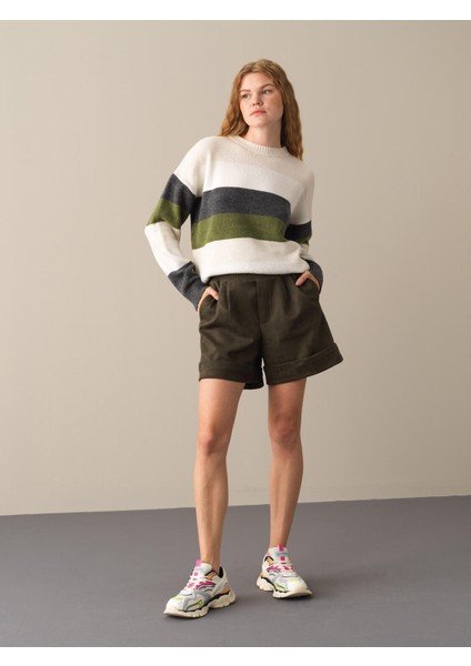 Kadın Haki Regular Fit Şort