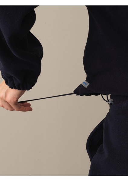 Kadın Lacivert Oversize Polar Sweatshirt modelleri