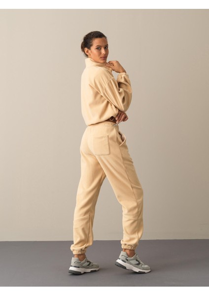 Kadın Bej Oversize Polar Sweatshirt fırsatları