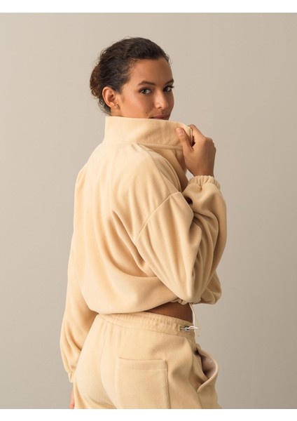 Kadın Bej Oversize Polar Sweatshirt indirimleri