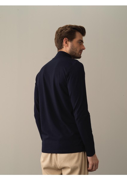 Erkek Lacivert Slim Fit Modal Basic Tişört indirimleri