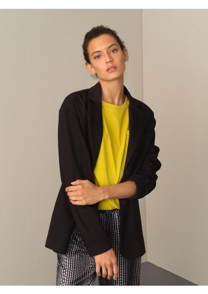 Kadın Siyah Pamuklu Oversize Blazer Ceket modelleri
