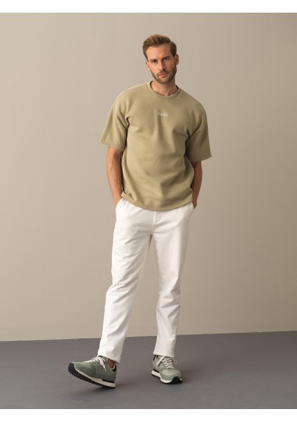 Erkek Beyaz Regular Fit Jogger Pantolon
