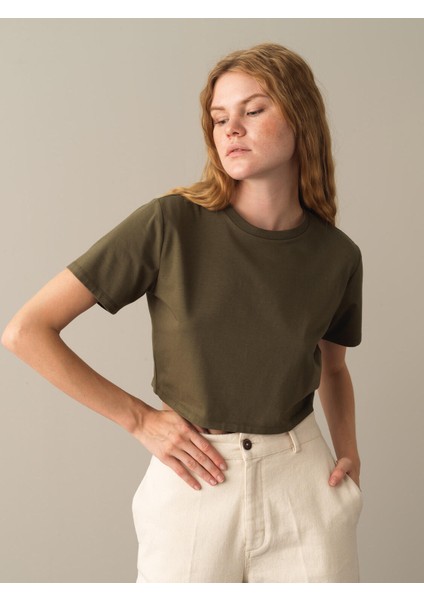 Bisiklet Yaka Regular Fit Modal Basic Crop