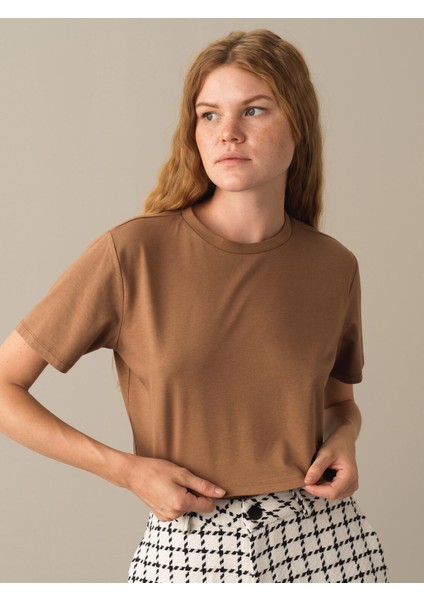 Bisiklet Yaka Regular Fit Modal Basic Crop