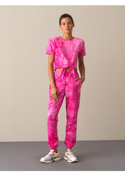 Kadın Fuşya Pamuklu Regular Fit Tişört