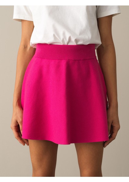 Kadın Fuşya Regular Fit Triko Etek modelleri