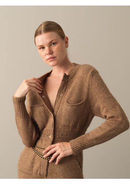 Kadın Camel Regular Fit Cepli Triko Tulum indirimleri