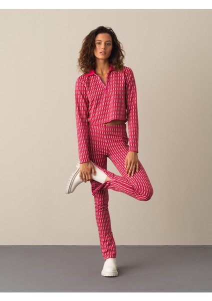 Kadın Fuşya Regular Fit Uzun Kollu Tişört