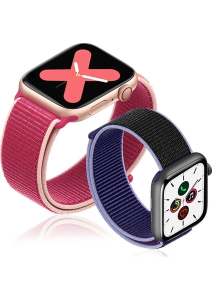 Apple Watch 42-44MM Krd-03 Hasır Mürdüm Kordon