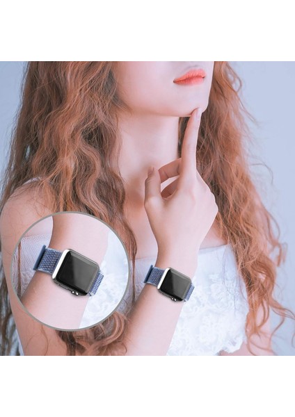 Apple Watch 42-44MM Krd-03 Hasır Mürdüm Kordon