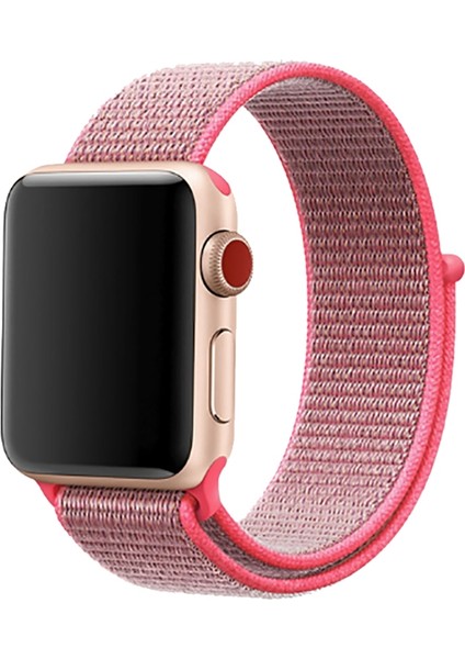 Apple Watch 42-44MM Krd-03 Hasır Pembe Kordon