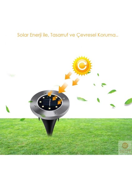 4 Adet Solar Güneş Enerjili 8 Ledli Kazıklı Çim Zemin Bahçe Aydınlatma 3 W Beyaz Işık indirimleri
