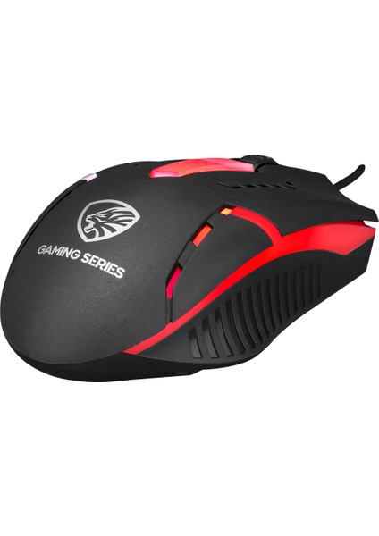 Hyk-46 Gamy Combo Siyah USB Mavi Tuşlu Q Gaming Oyuncu Klavye + Mouse + Klavye Pad + Mouse Pad Set