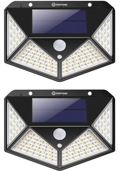 Dp-71 100 Ledli Hareket Sensörlü Güneş Enerjisiyle Çalışan Su Geçirmez Duvar Lambası 2 Adet