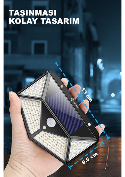 Dp-71 100 Ledli Hareket Sensörlü Güneş Enerjisiyle Çalışan Su Geçirmez Duvar Lambası fiyatları