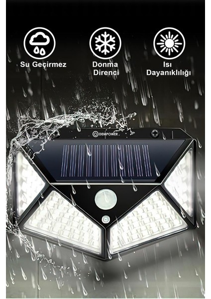 Dp-71 100 Ledli Hareket Sensörlü Güneş Enerjisiyle Çalışan Su Geçirmez Duvar Lambası modelleri