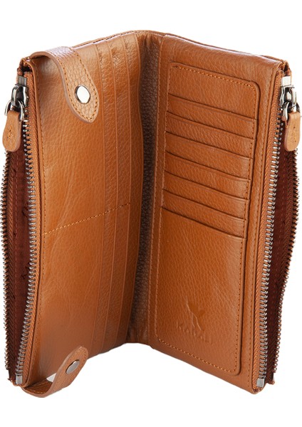 Karali Deri Deri Unisex Portföy Cüzdanı Taba BC413-03 fırsatları