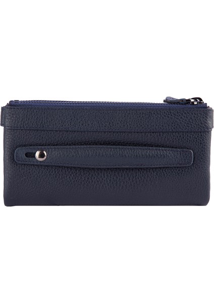 Karali Deri Deri Unisex Portföy Cüzdanı Lacivert BC413-04